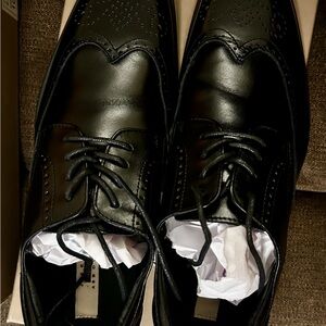 Men's Joseph Abboud Black Leather J. A. Wingtip L Lace Shoes 10.5 D